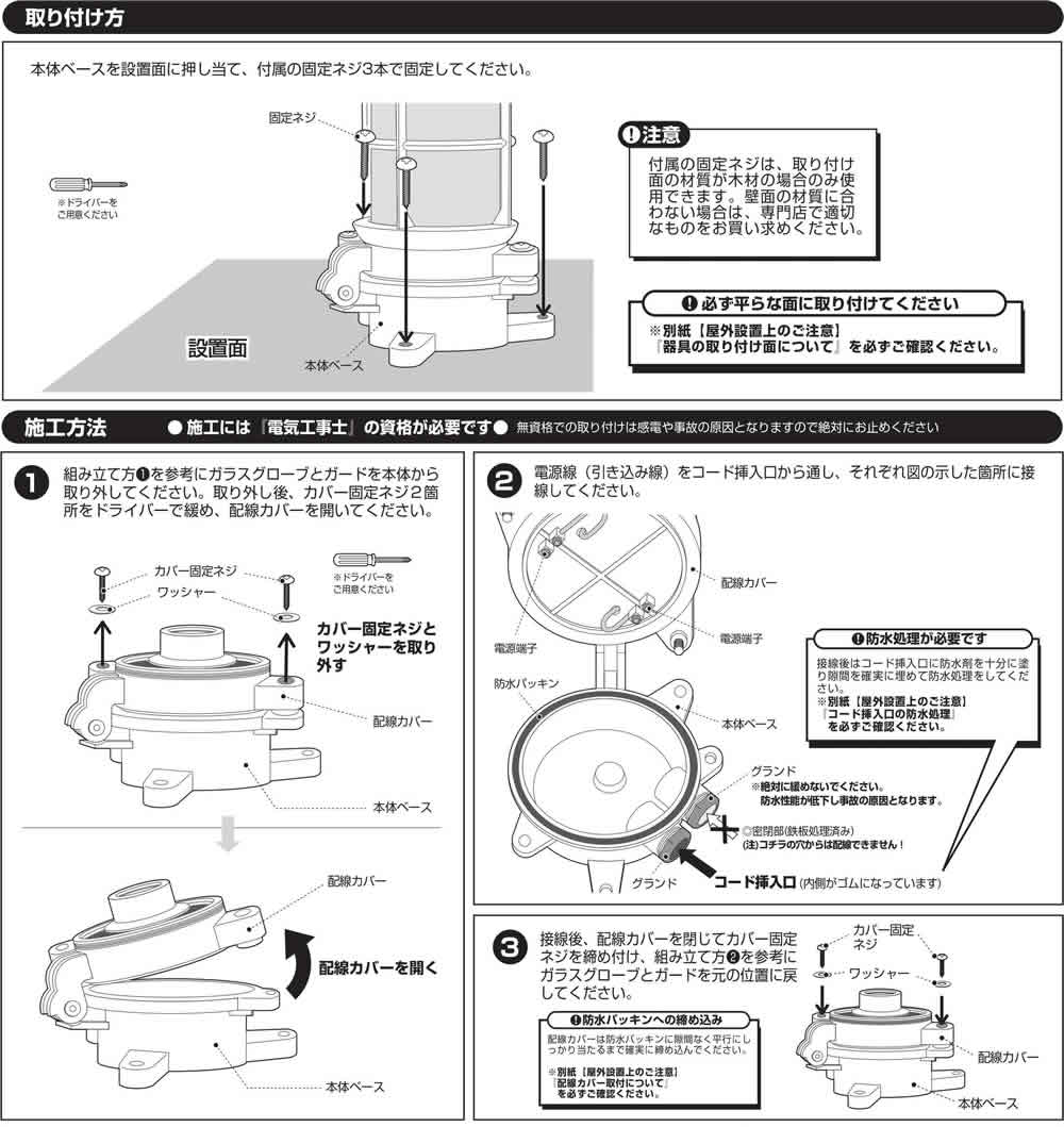 ネイビーベース ベーシックランプ (コードなし / 屋内・屋外兼用