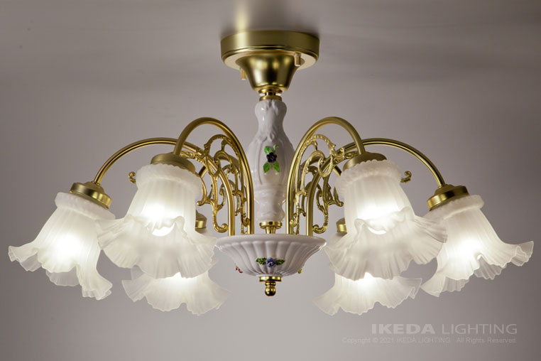 クエンカシリーズ スペイン製 6灯シャンデリア   照明、照明器具の